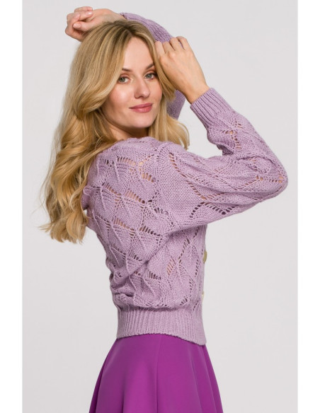 K104 Trumpas megztinis su sagomis - alyvinis