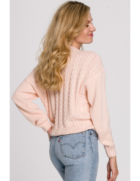 K105 Trumpas džemperis "Overlap" - persikinis