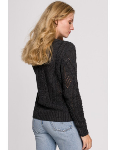 K106 Ažūrinis trumpas džemperis - grafito spalvos 2