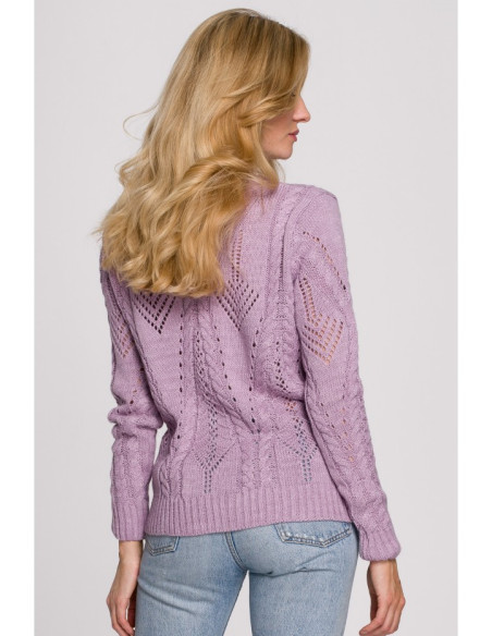 K106 Ažūrinis trumpas džemperis - alyvinis