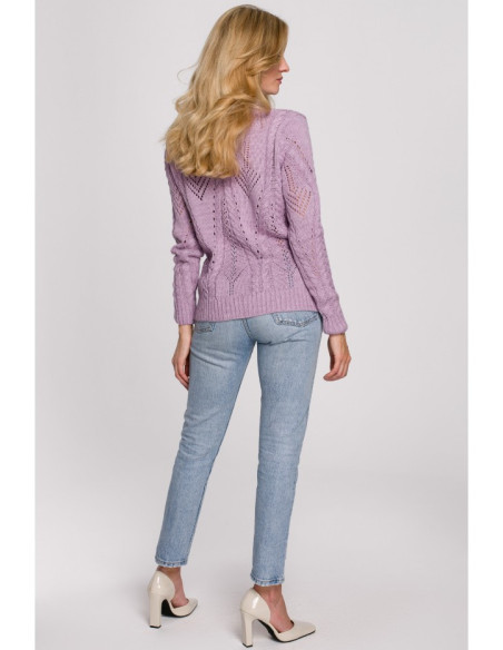 K106 Ažūrinis trumpas džemperis - alyvinis