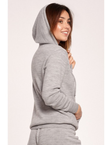 BK064 Džemperis su gobtuvu ir kengūros kišene - pilkas 2