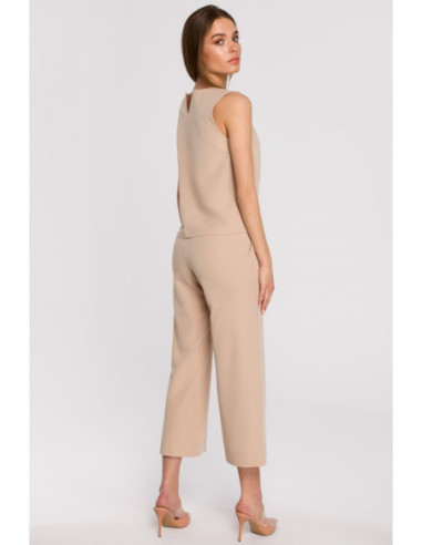 S256 Plačios kelnės 7/8 ilgio - smėlio spalvos 2