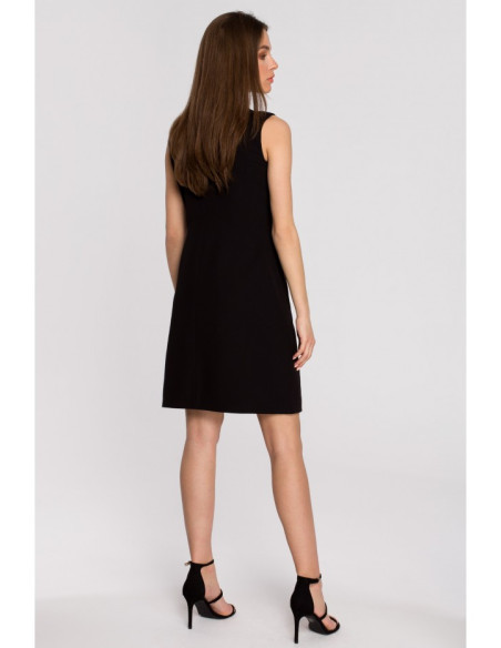 S258 Švarkinė suknelė be rankovių - juoda