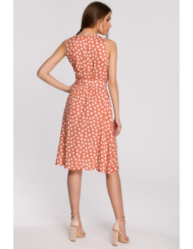 S264 Suknelė be rankovių su diržu - lašišos spalvos 2