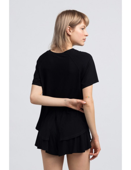 LA044 Viskozinė palaidinė su prakirpimu - juoda