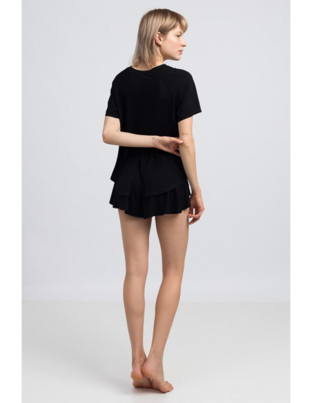 LA044 Viskozinė palaidinė su prakirpimu - juoda