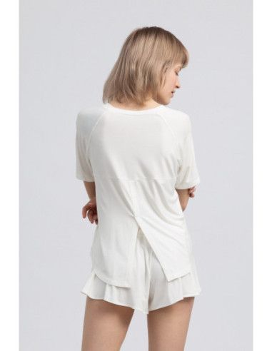 LA044 Viskozinė palaidinė su prakirpimu - ecru spalvos 2