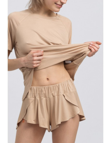 LA045 Viskoziniai šortai su praėjimais - cappuccino 2