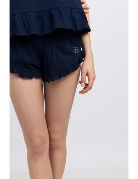 LA051 Medvilniniai miego šortai - tamsiai mėlyni