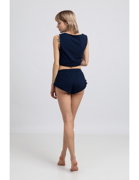 LA051 Medvilniniai miego šortai - tamsiai mėlyni