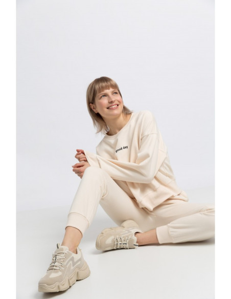 LA055 Jogger kelnės su raišteliu - vanilinė