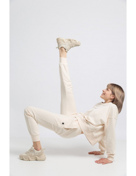 LA055 Jogger kelnės su raišteliu - vanilinė