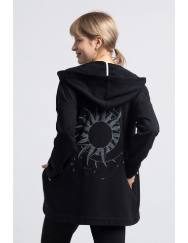 LA058 Džemperis su gobtuvu be sagų - juodas 2