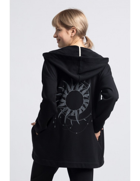 LA058 Džemperis su gobtuvu be sagų - juodas