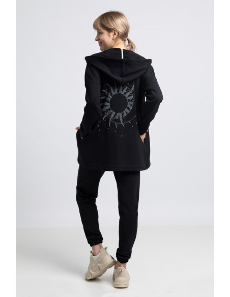 LA058 Džemperis su gobtuvu be sagų - juodas