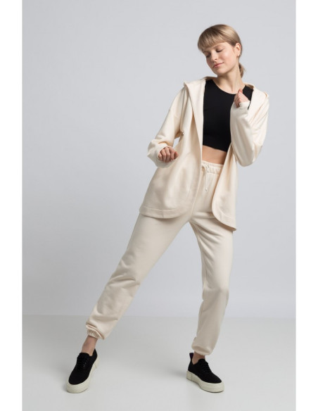 LA058 Džemperis su gobtuvu be sagų - vanilinis