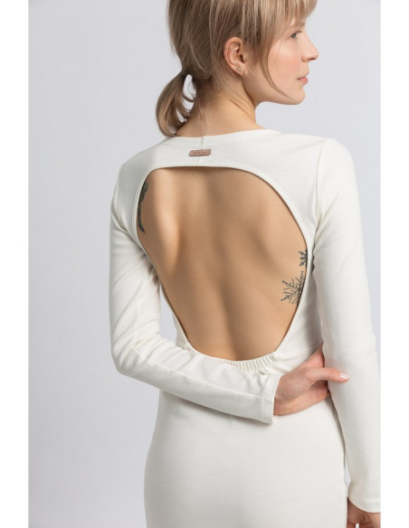 LA060 Suknelė su iškirpte nugaroje - ecru spalvos