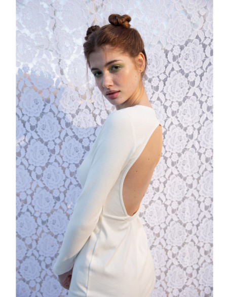 LA060 Suknelė su iškirpte nugaroje - ecru spalvos