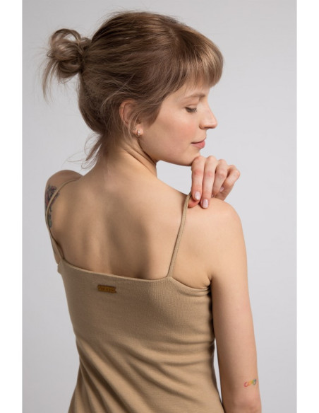 LA062 Suknelė su plonu dirželiu - cappuccino