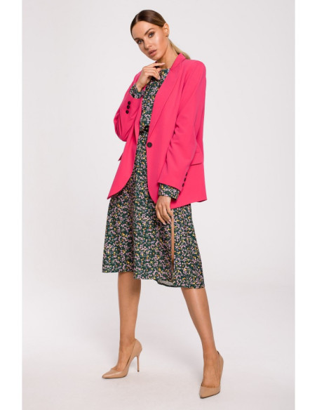 M602 Švarkas su pamušalu ir sagomis - rožinis