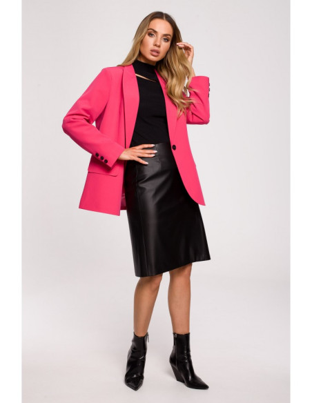 M602 Švarkas su pamušalu ir sagomis - rožinis