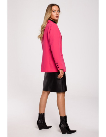 M602 Švarkas su pamušalu ir sagomis - rožinis