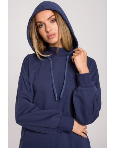 M615 Suknelė su golfu ir gobtuvu - mėlyna 2