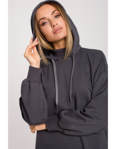 M615 Suknelė su golfu ir gobtuvu - plieninė 2