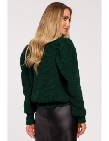 M629 Trumpas megztinis su bufetais - žalias 2