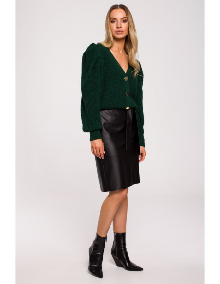 M629 Trumpas megztinis su bufetais - žalias