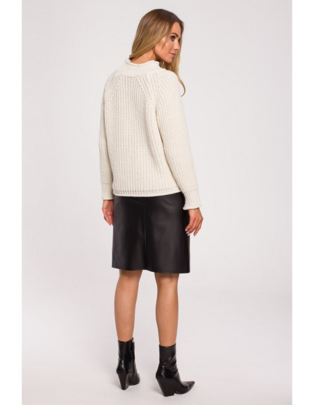 M630 Megztinis golfu kaklu - smėlio spalvos