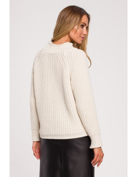 M630 Megztinis golfu kaklu - smėlio spalvos