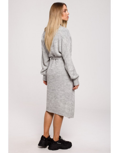 M633 Dryžuotas megztinis - pilkas