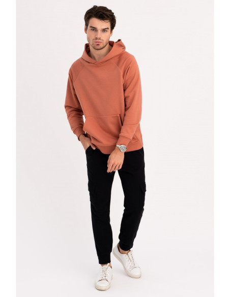 B198 UNISEX kengūra su gobtuvu - plytų raudonos spalvos