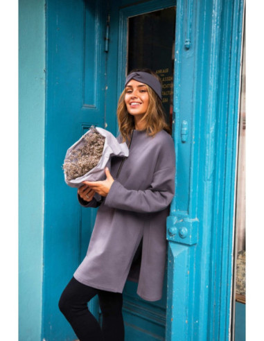 B201 Tunikos tipo džemperis su užtrauktuku ir klostėmis -... 2