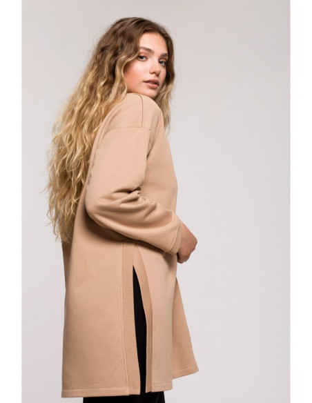 B201 Tunikos tipo palaidinė su užtrauktuku ir petnešėlėmis - graikinis riešutas