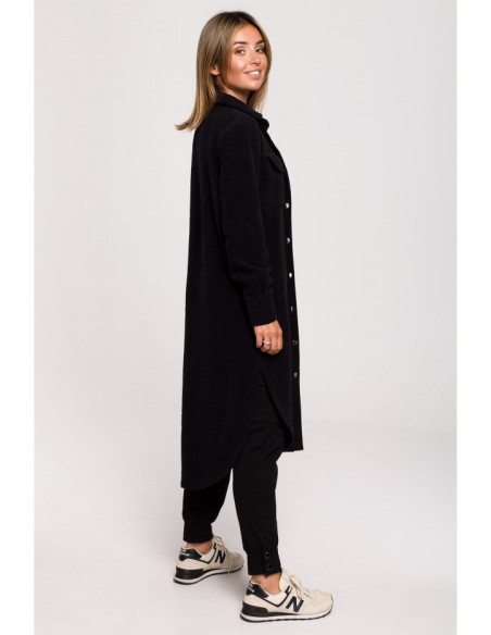 B204 Marškinių švarkas su kišenėmis - juodas