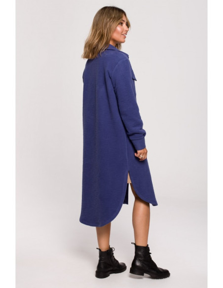 B204 Marškinių švarkas su kišenėmis - indigo spalvos