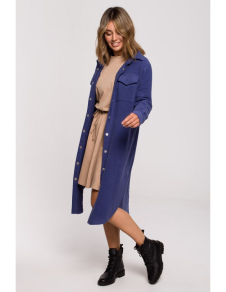 B204 Marškinių švarkas su kišenėmis - indigo spalvos