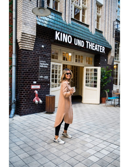 B204 Marškinių švarkas su kišenėmis - cinamonas