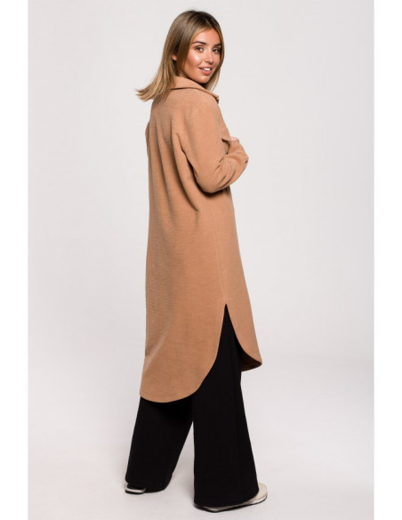 B204 Marškinių švarkas su kišenėmis - cinamonas