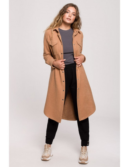 B204 Marškinių švarkas su kišenėmis - cinamonas