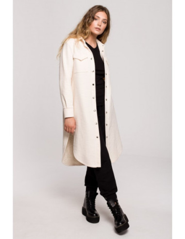 B204 Marškinių švarkas su kišenėmis - vanilinis 2