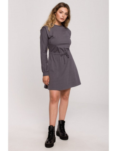 B208 Raudona suknelė su kaklaraiščiu - antracito spalvos 2