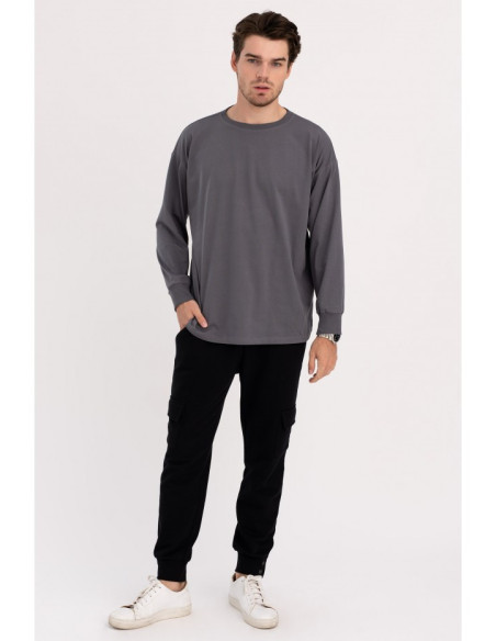 B212 UNISEX margintos ilgomis rankovėmis - antracito spalvos