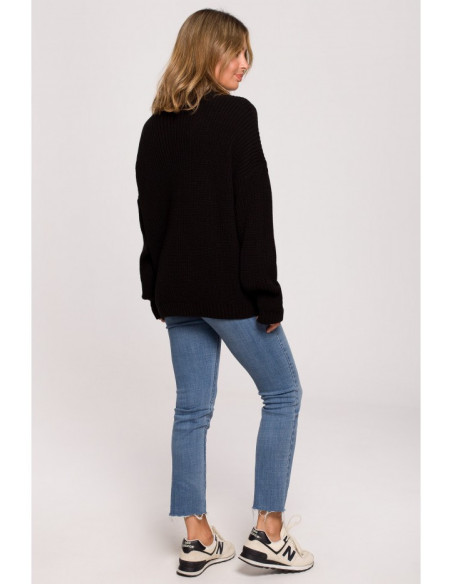 BK078 Džemperis iki pusės golfuko - juodas