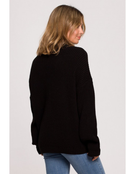 BK078 Džemperis iki pusės golfuko - juodas