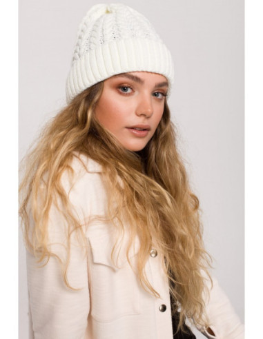 BK080 Pinta kepuraitė su atlenkimu - ecru spalvos 2