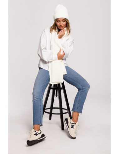 BK081 Grandininio pynimo šalikas - ecru spalvos 2